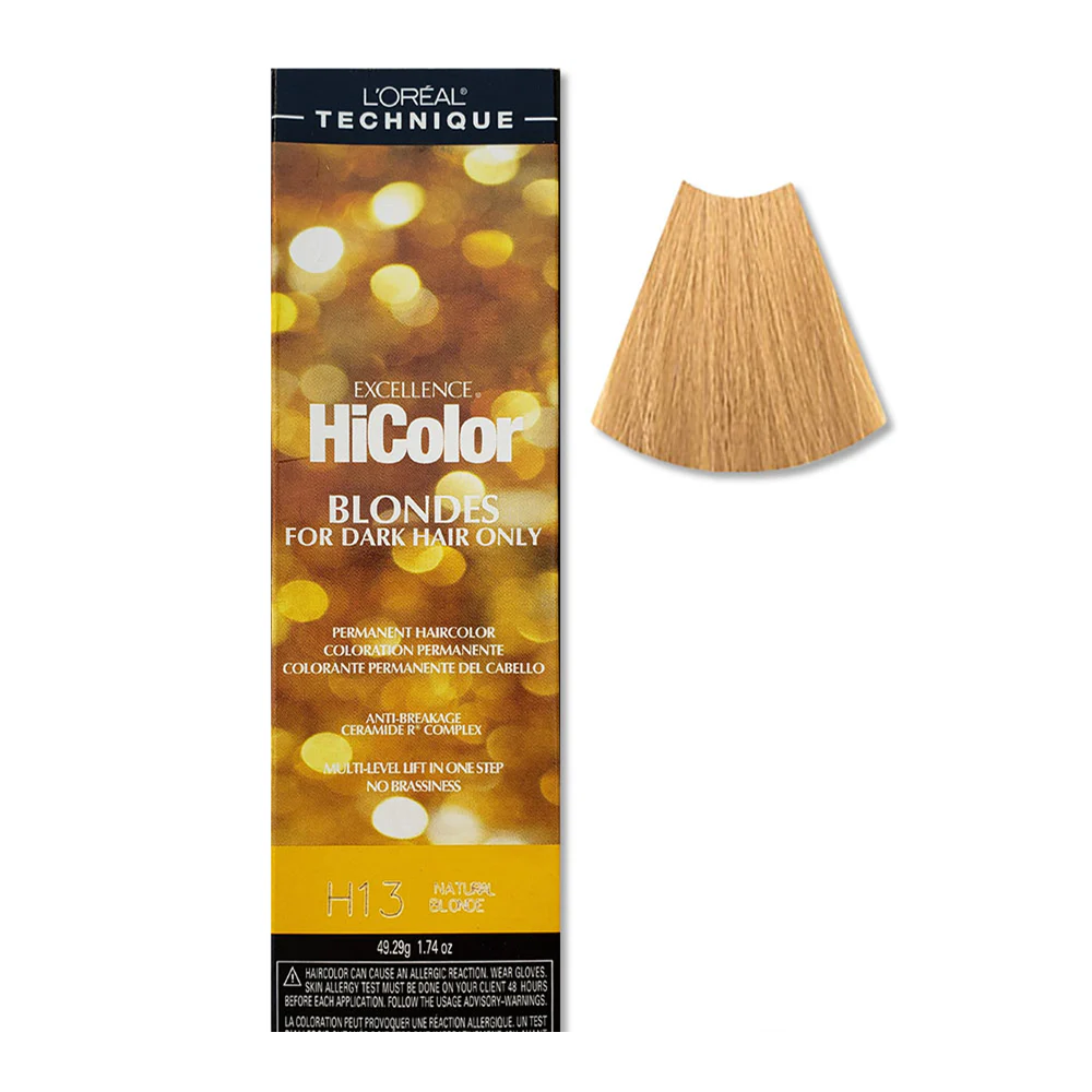 L'Oreal HiColor hair color packaging for dark hair on a white background