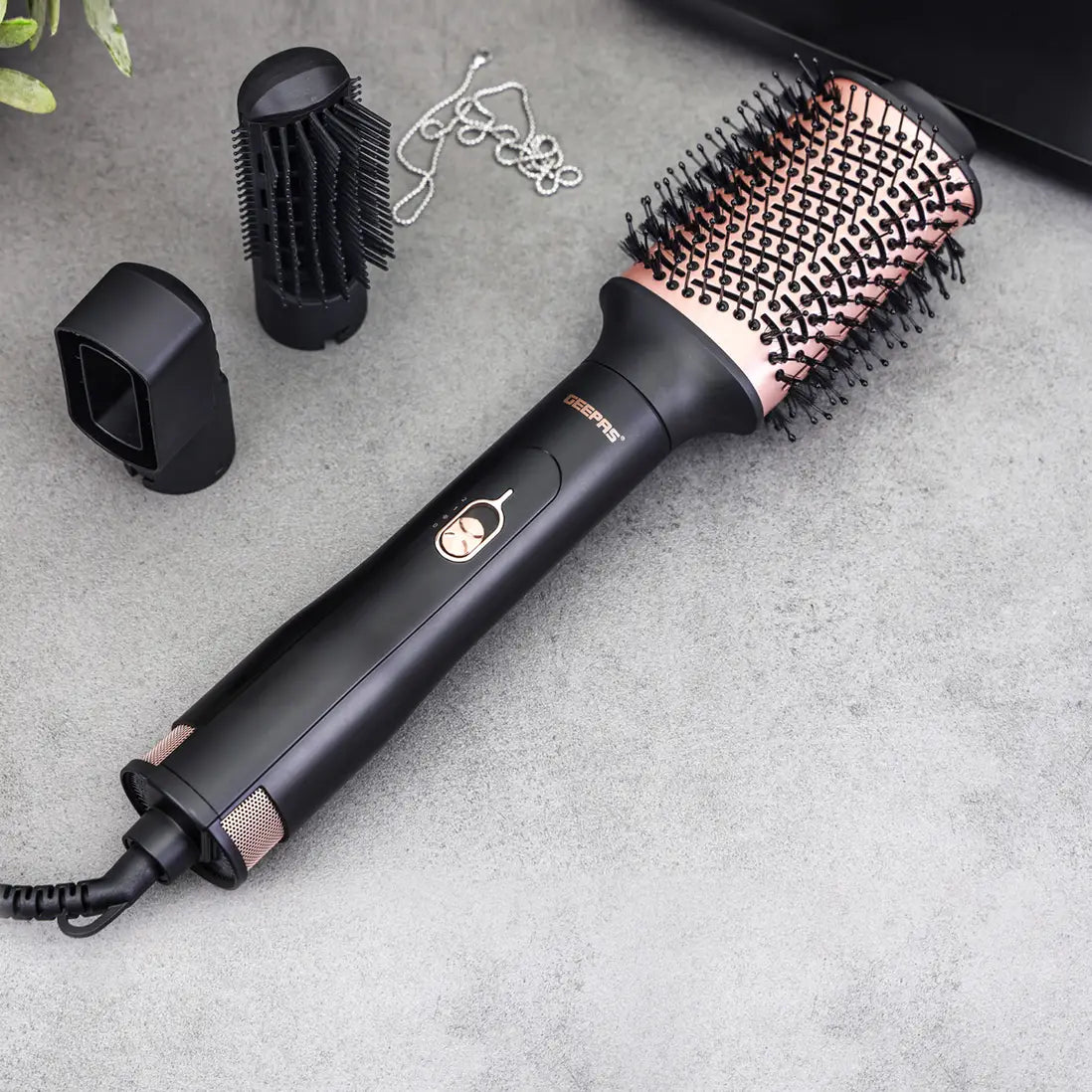 Geepas 3-in-1 Hot Air Styler 1200W Hair Dryer Brush with Ionic Function