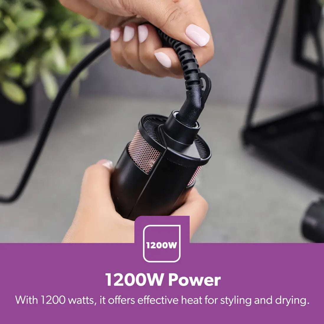 Geepas 3-in-1 Hot Air Styler 1200W Hair Dryer Brush with Ionic Function