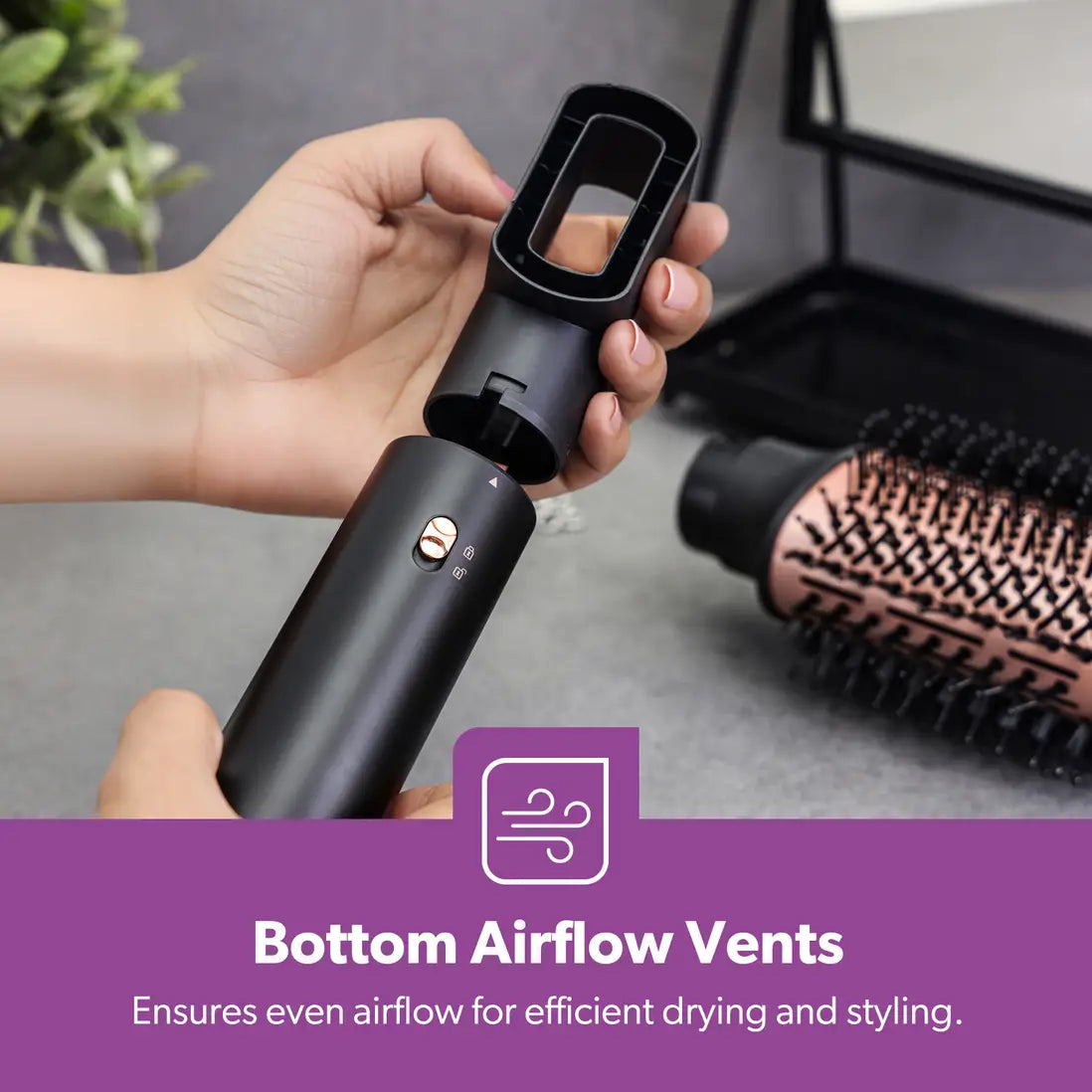 Geepas 3-in-1 Hot Air Styler 1200W Hair Dryer Brush with Ionic Function