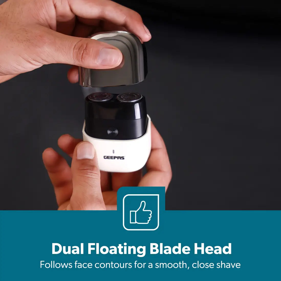 Geepas Wet & Dry Pocket Electric Shaver for Men Waterproof 60-Min Runtime