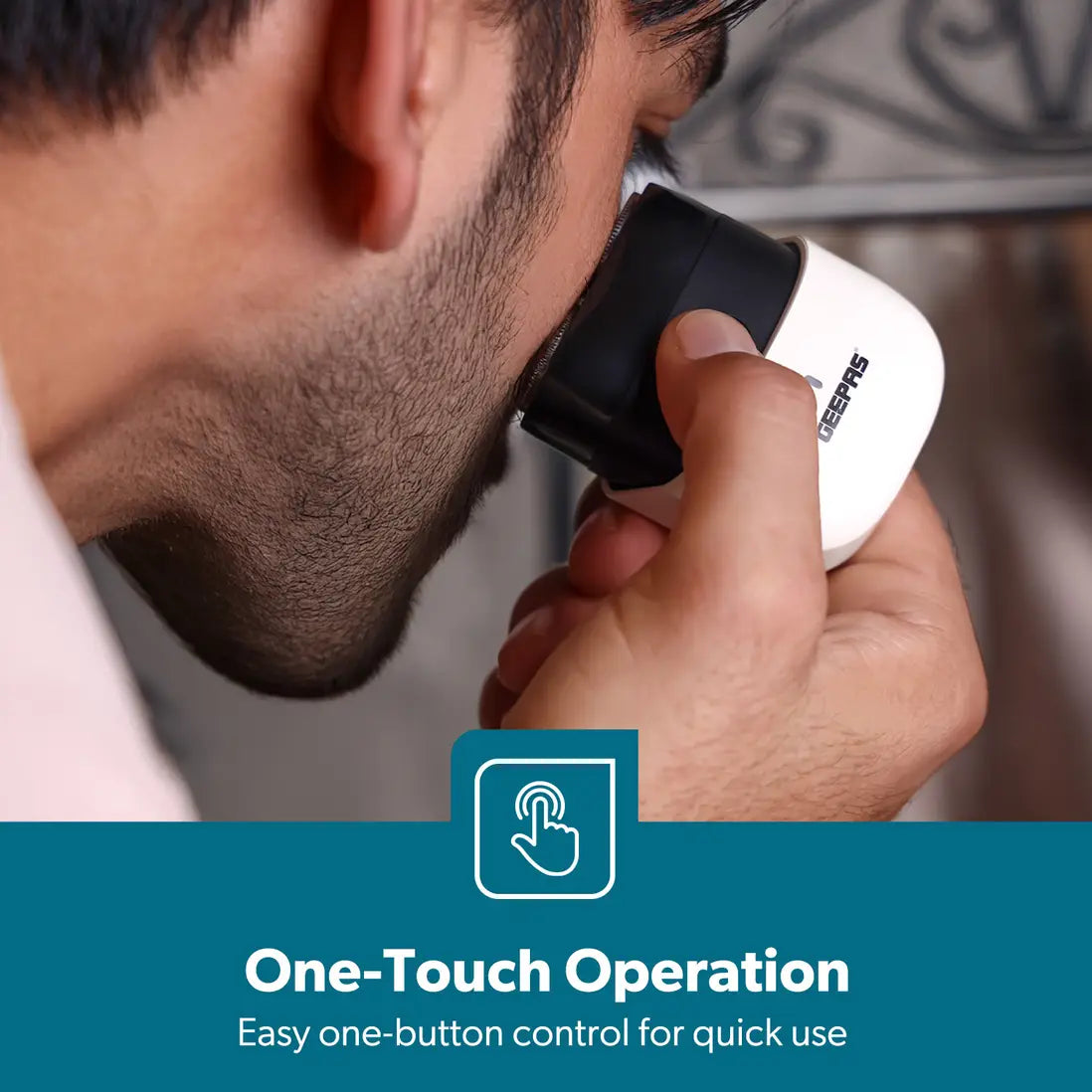 Geepas Wet & Dry Pocket Electric Shaver for Men Waterproof 60-Min Runtime