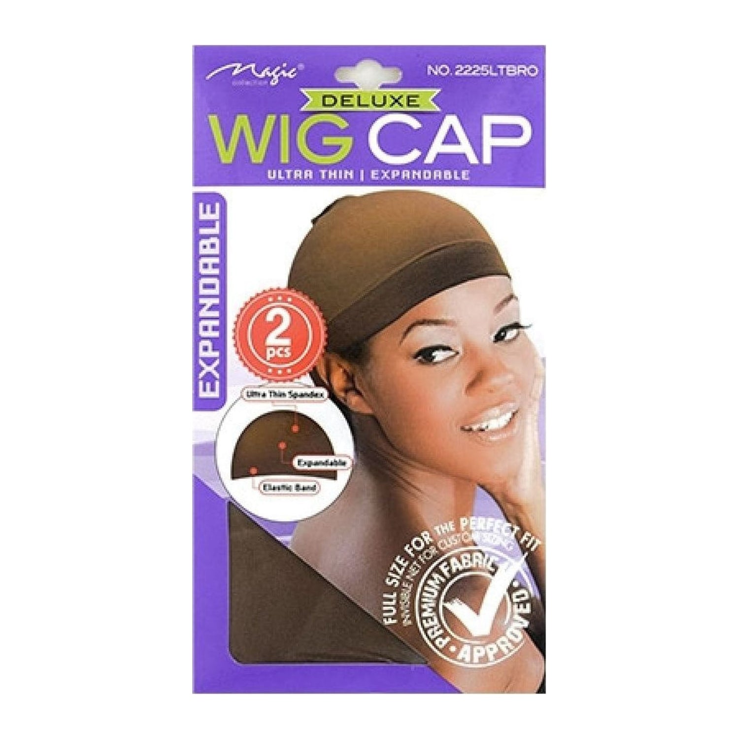 Magic Collection Deluxe Wig Cap 2225DBRO in dark brown, stretchy stocking cap for wearing under wigs