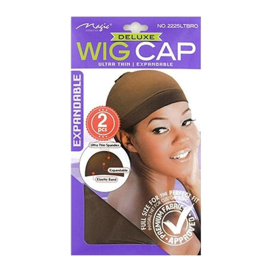 Magic Collection Deluxe Wig Cap 2225DBRO in dark brown, stretchy stocking cap for wearing under wigs