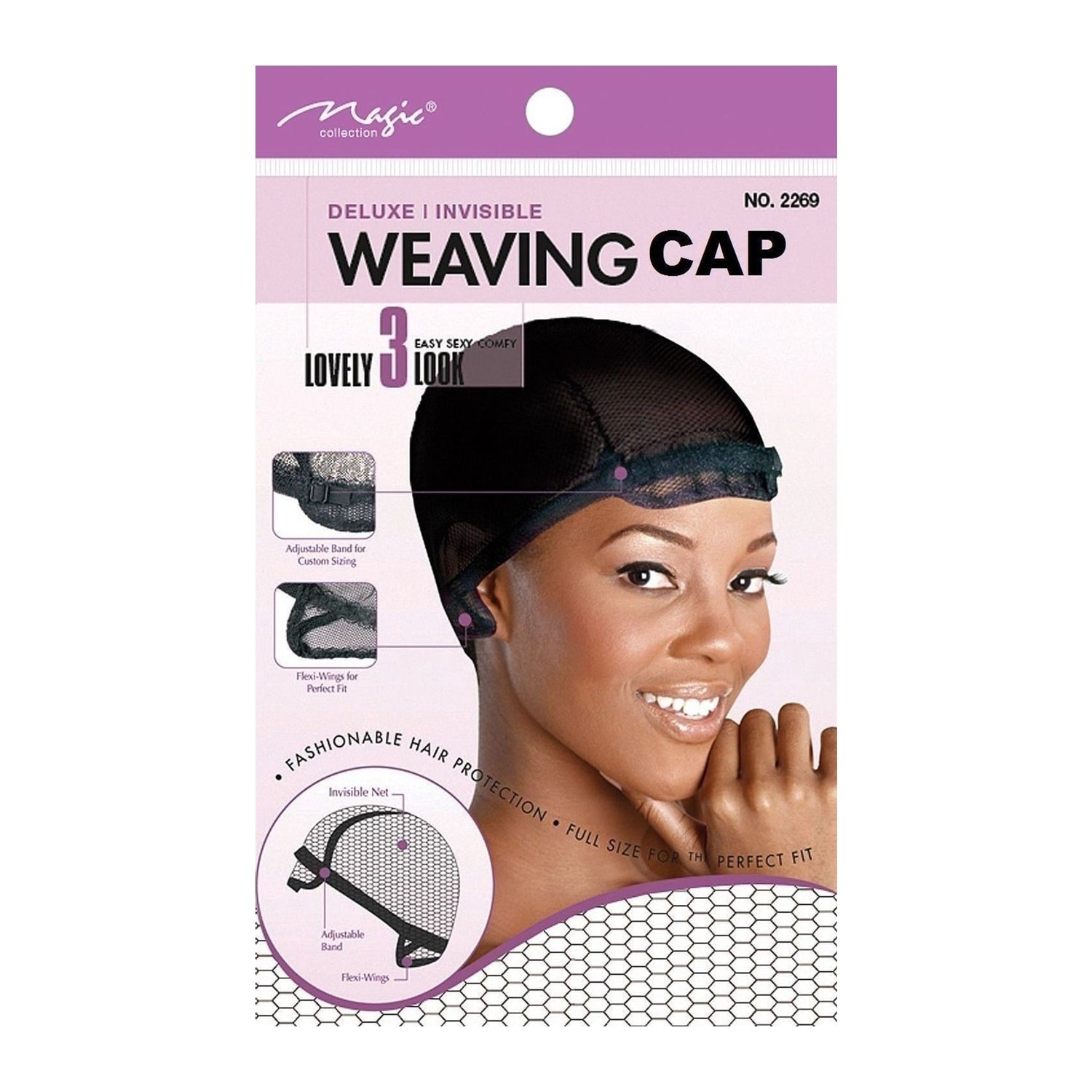 Magic Collection Deluxe Invisible Weaving Net Cap 2269 with adjustable band and flexi-wings