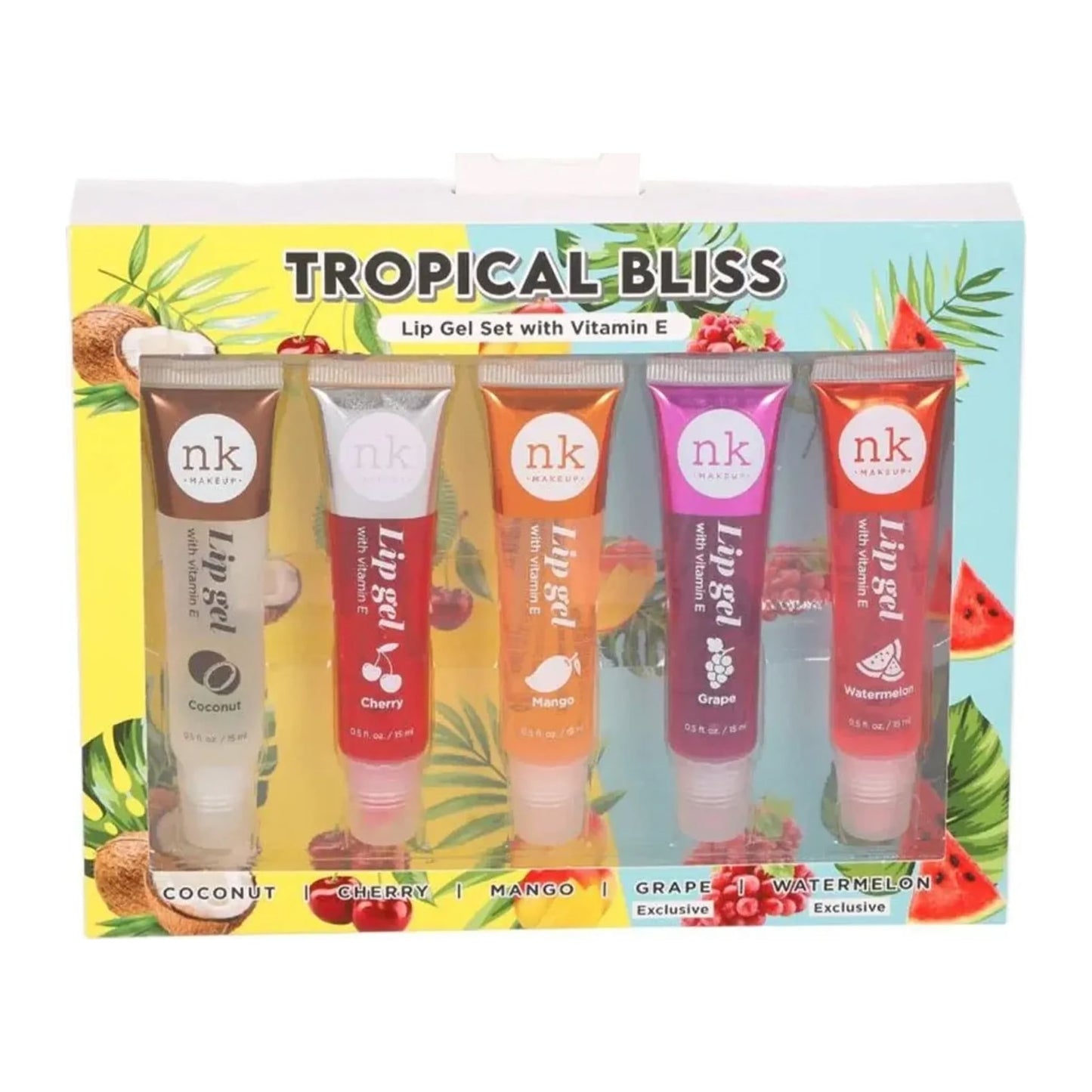 Nicka K New York Tropical Bliss Lip Gel Collection, set of five 15ml fruity lip gels