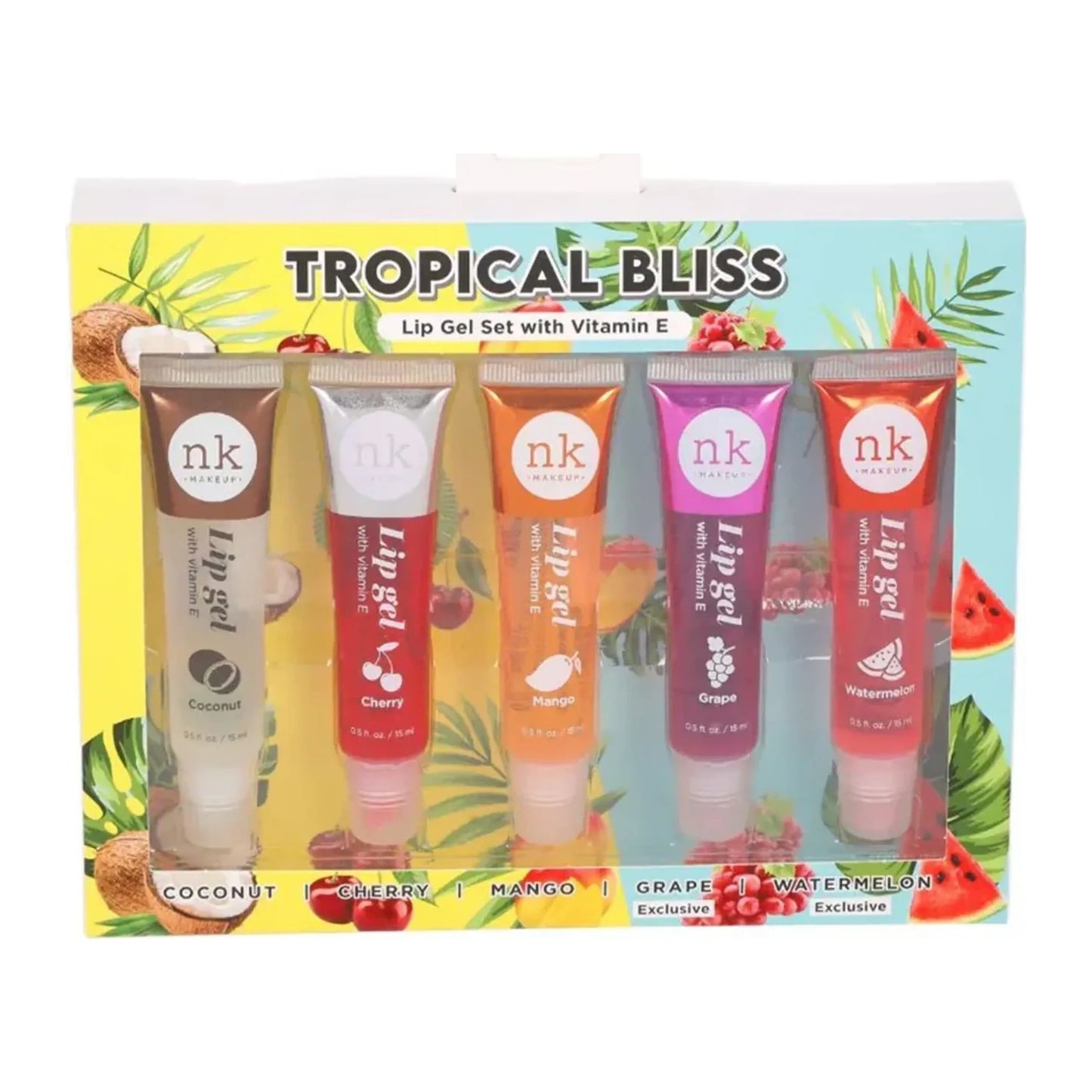 Nicka K New York Tropical Bliss Lip Gel Collection, set of five 15ml fruity lip gels