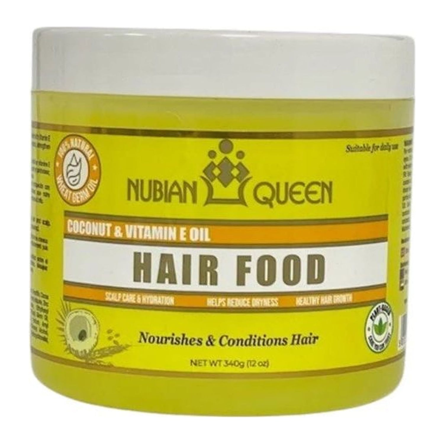 Nubian Queen Hair Food with Vitamins E & A 12oz tub for nourishing dry hair and scalp