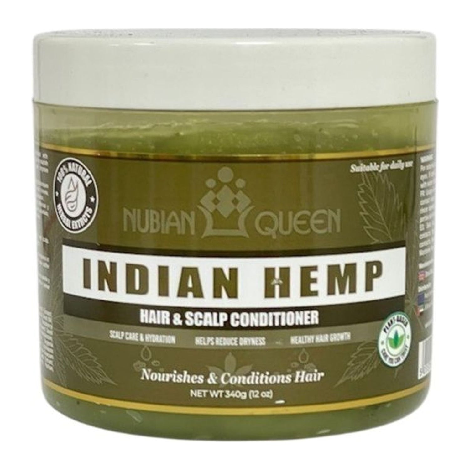 Nubian Queen Indian Hemp Hair and Scalp Conditioner 340g (12oz) jar