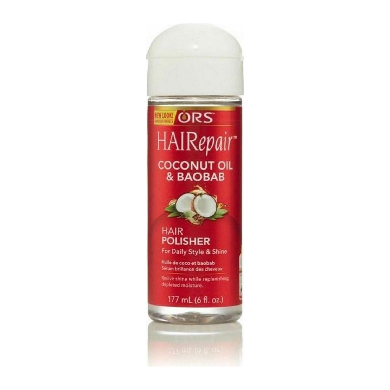 Organic Root Stimulator HaiRepair Coconut Baobab Hair Polisher 177ml bottle for shine and frizz control