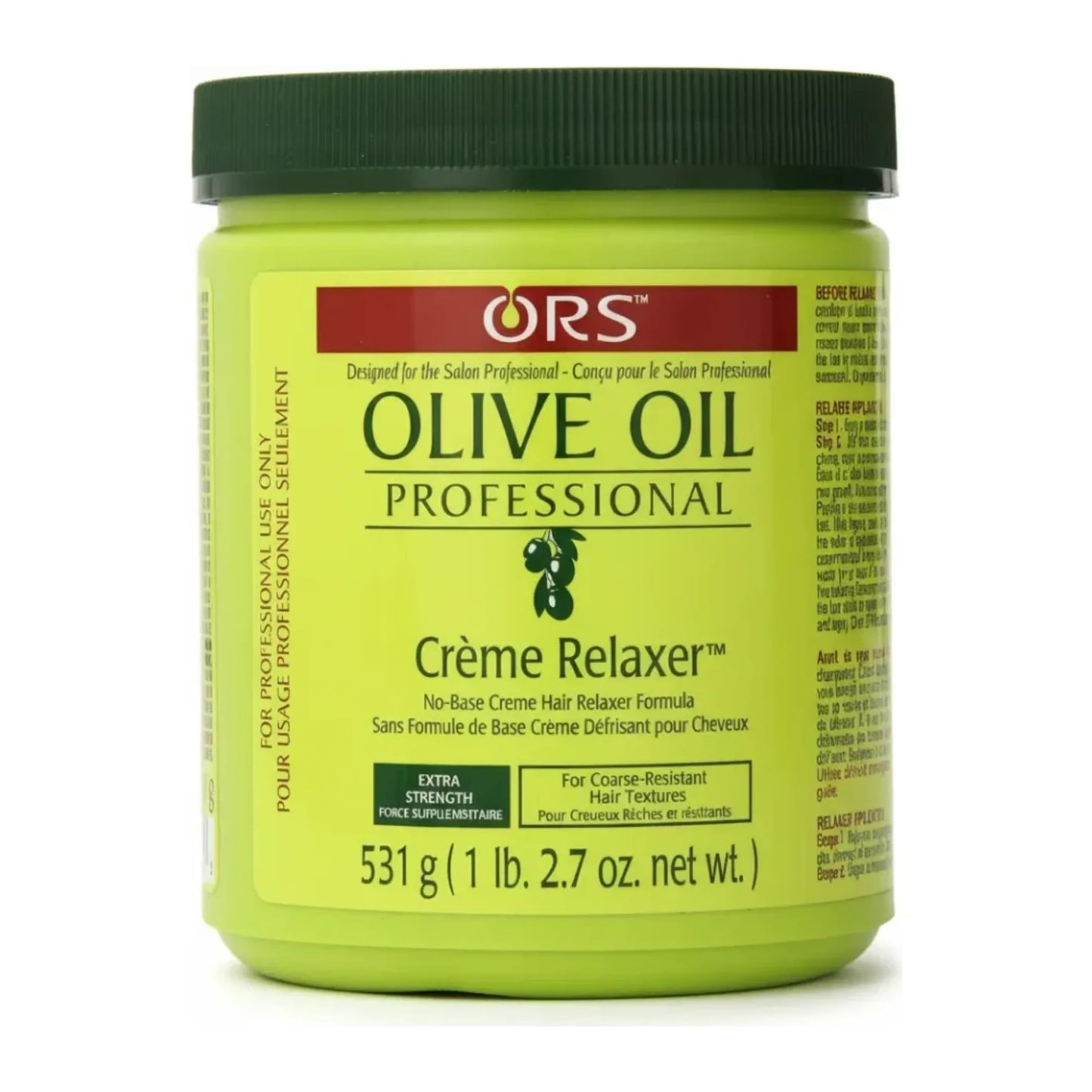 Organic Root Stimulator Olive Oil Creme Relaxer Extra Strength 532g jar for coarse hair