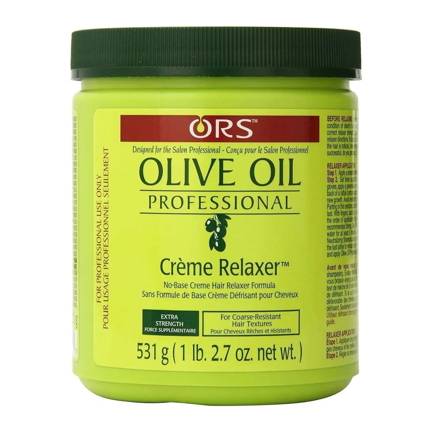 Organic Root Stimulator Olive Oil Creme Relaxer Extra Strength 532g jar for coarse hair
