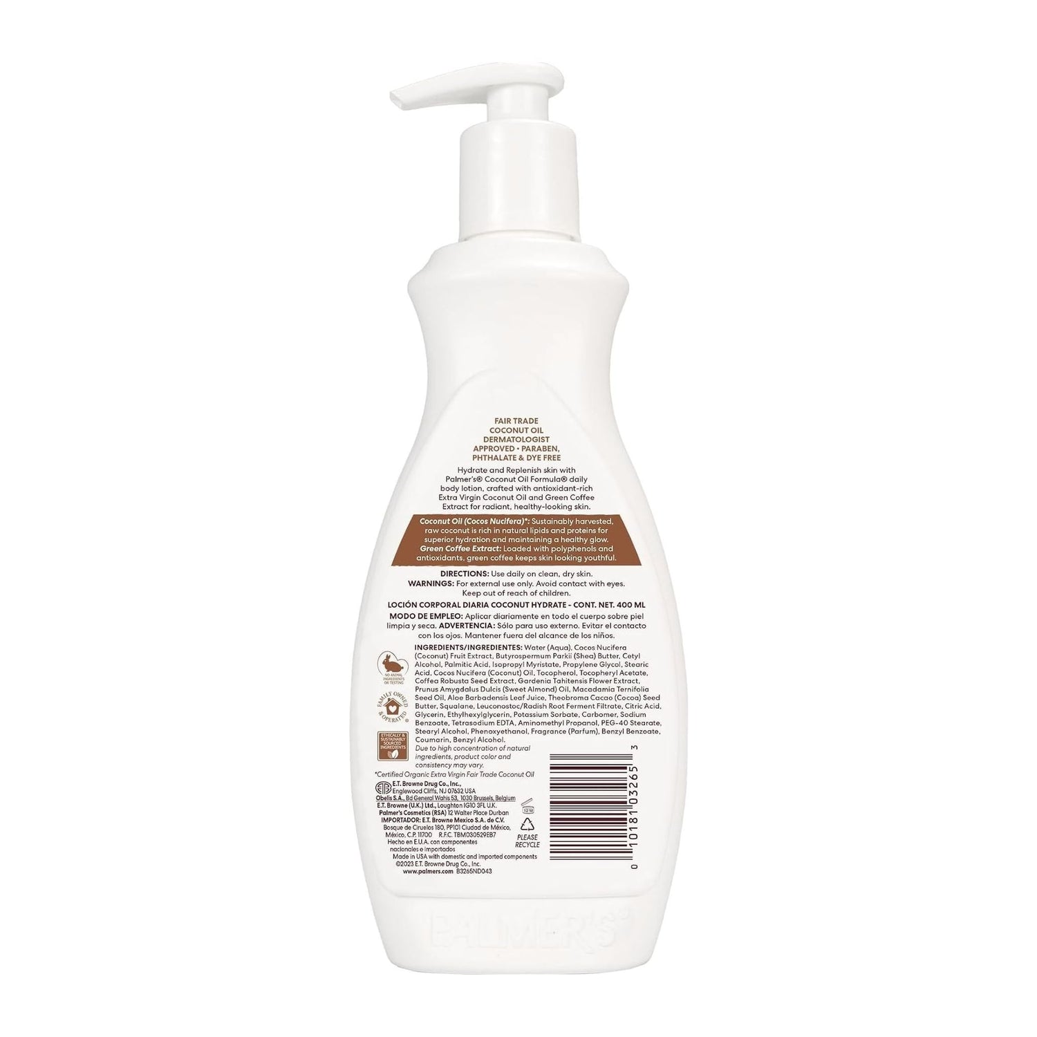 Palmers Coconut Oil Formula Body Lotion 400ml bottle with pump dispenser