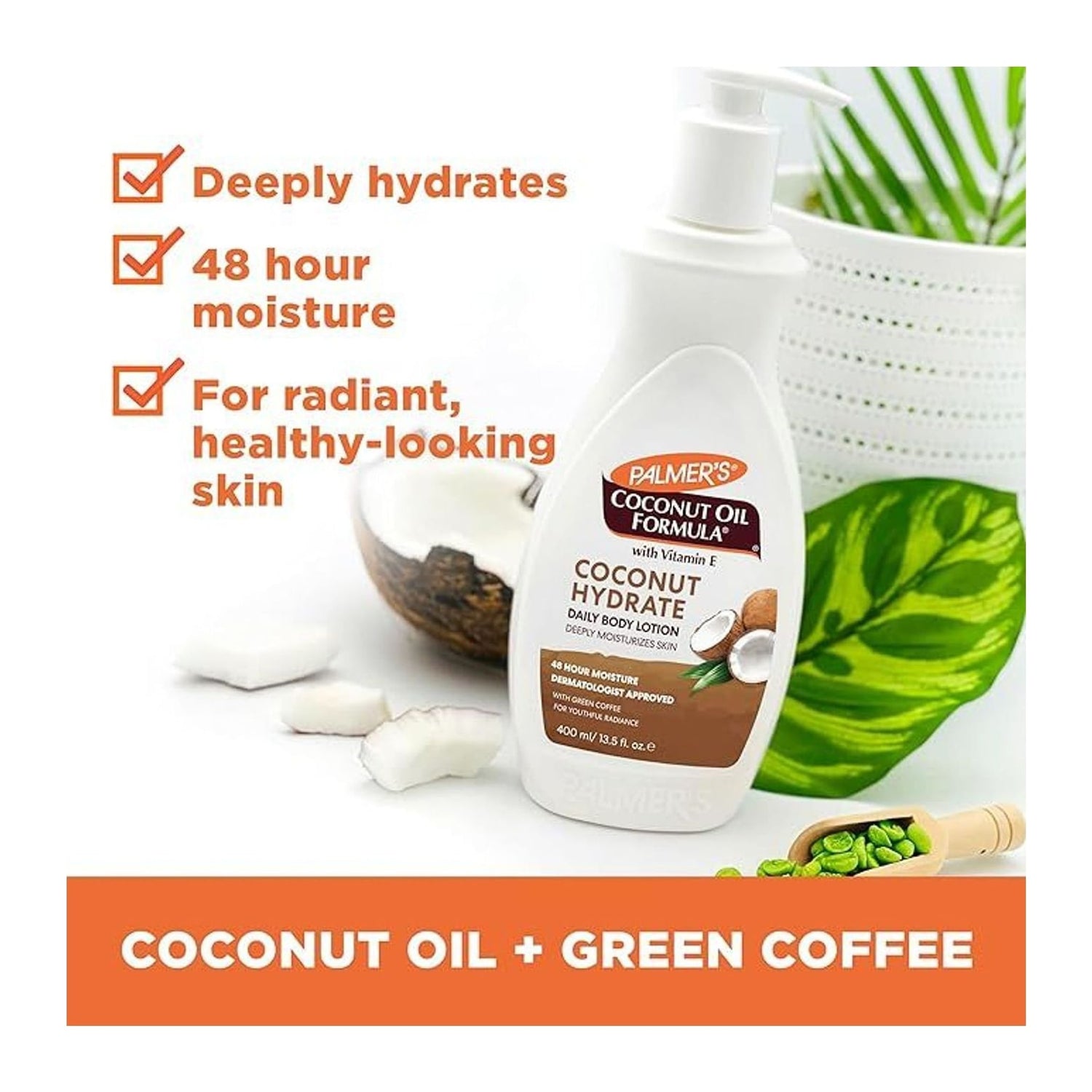 Palmers Coconut Oil Formula Body Lotion 400ml bottle with pump dispenser