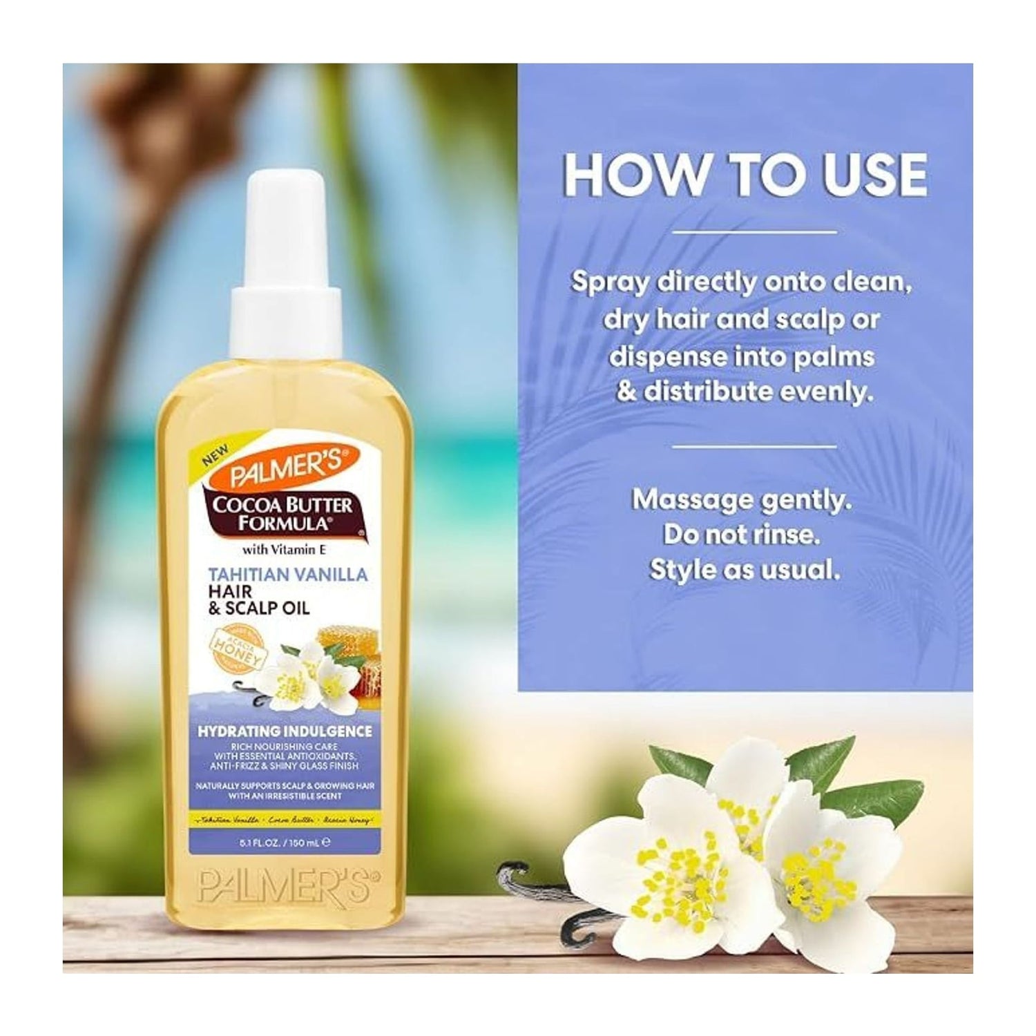 Palmers Tahitian Vanilla Hair & Scalp Oil with Cocoa Butter 150ml bottle