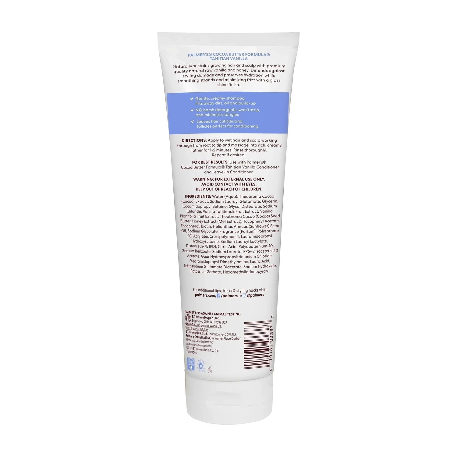 Palmers Cocoa Butter Formula Tahitian Vanilla Hydrating Shampoo 313ml bottle