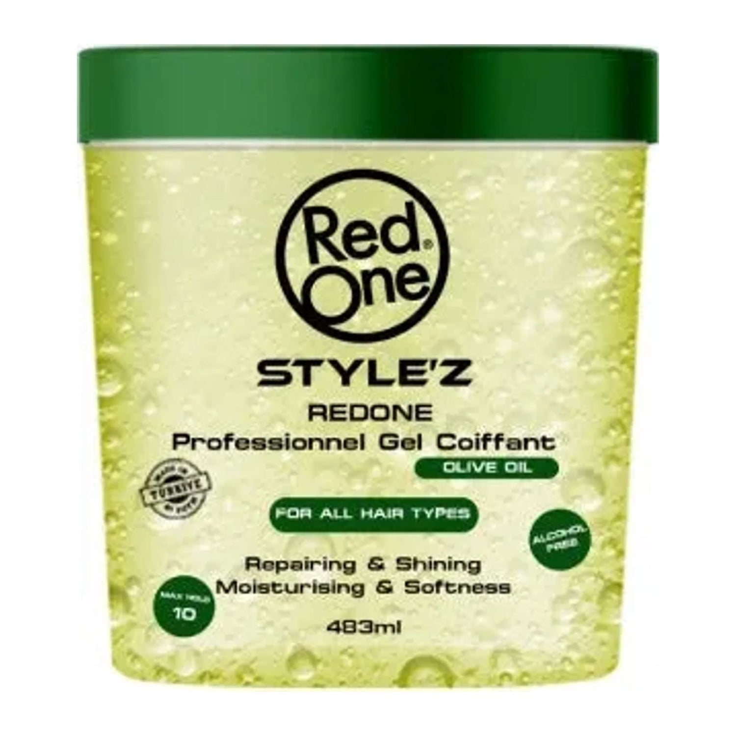 Red One Style'z Professional Hair Olive Gel 483ml strong hold styling gel with olive oil