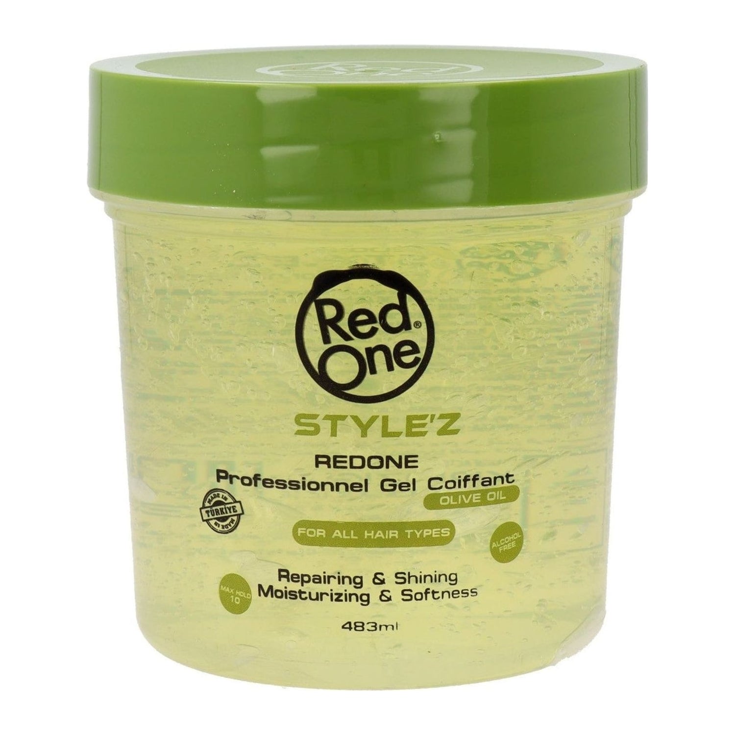 Red One Style'z Professional Hair Olive Gel 483ml strong hold styling gel with olive oil