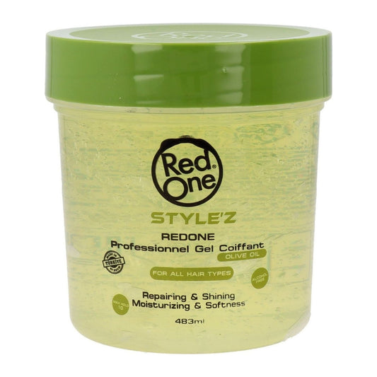 Red One Style'z Professional Hair Olive Gel 483ml strong hold styling gel with olive oil