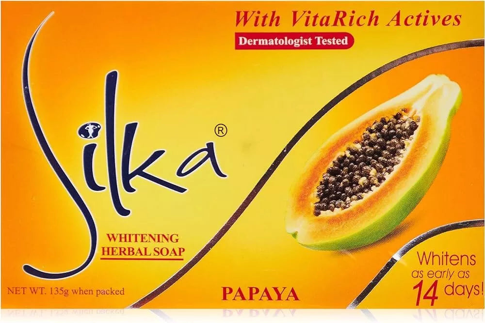 Silka Papaya Skin Brightening Herbal Face and Body Bar Soap 135g