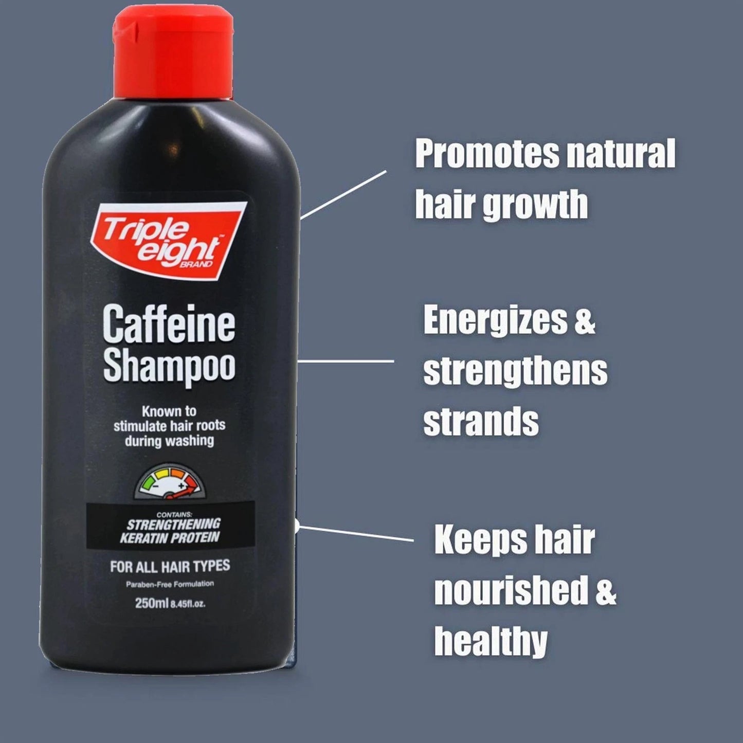 Triple Eight Caffeine & Keratin Protein Hair Growth Shampoo 250ml