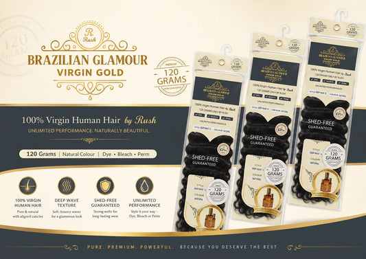 Rush Human Hair Brazilian Glamour Virgin Gold Deep Wave Bulk - Natural