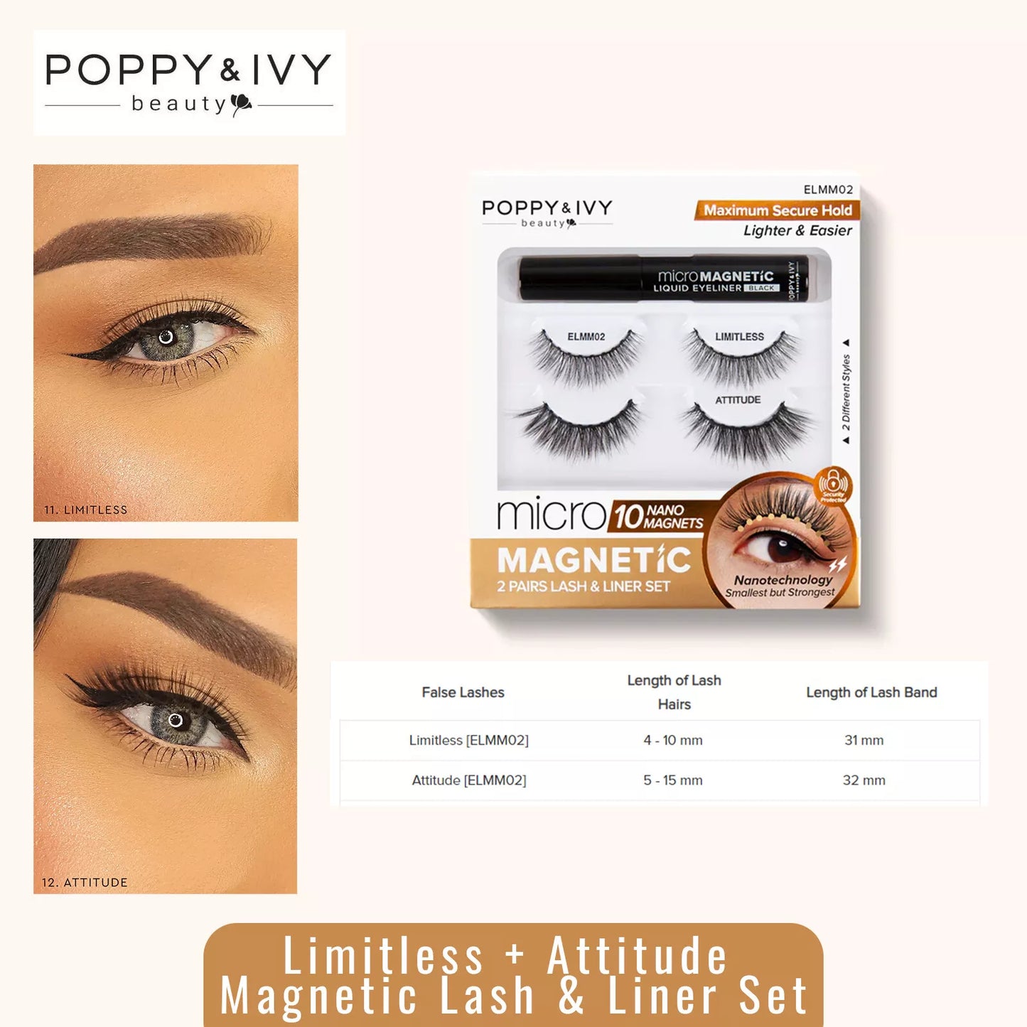 POPPY & IVY BEAUTY Mercy Micro Magnetic Lash & Liner Set Maximum Secure Hold