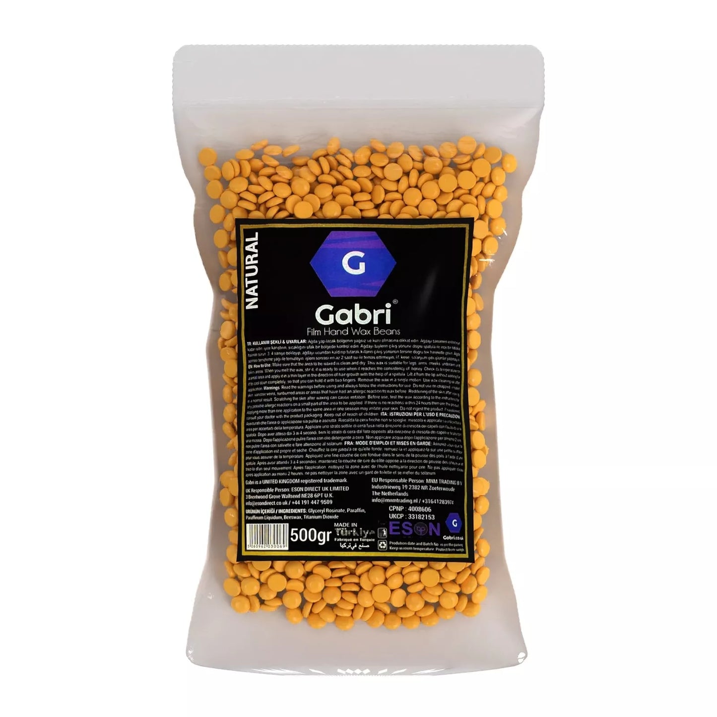 Gabri Professional - Hair Removal Hot Wax Film Hand Wax Beans Natural 500g