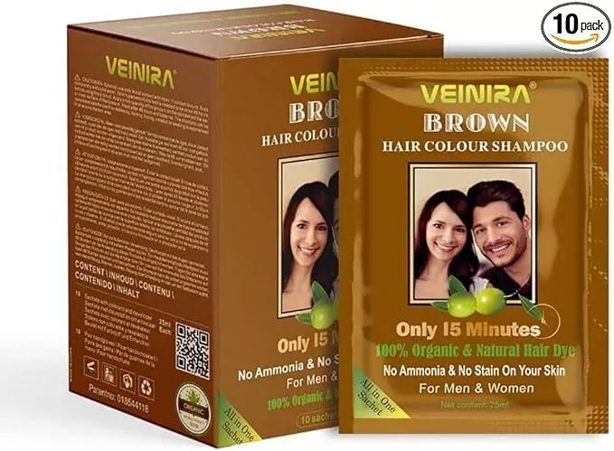 Veinira brown hair colour shampoo x 10 sachets