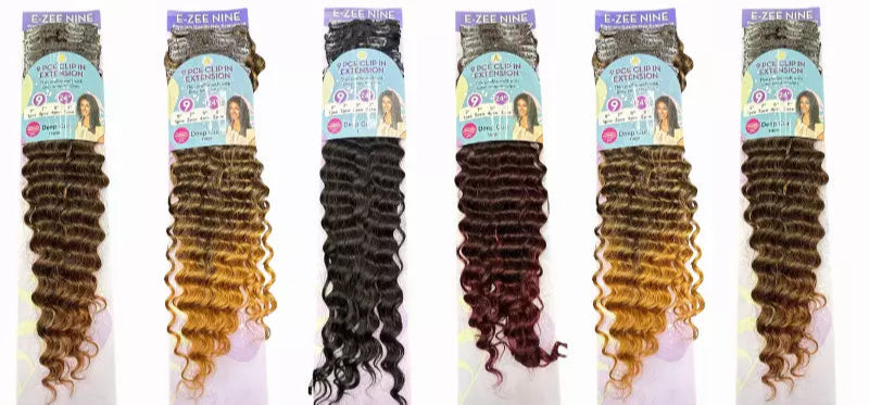 E-Zee Deep Curl 9 Pieces Clip In Hair Extension 24"