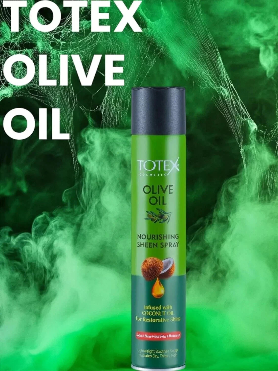 Totex Olive Oil Sheen Spray Infused With Coconut Oil Restorative Shine 400ml