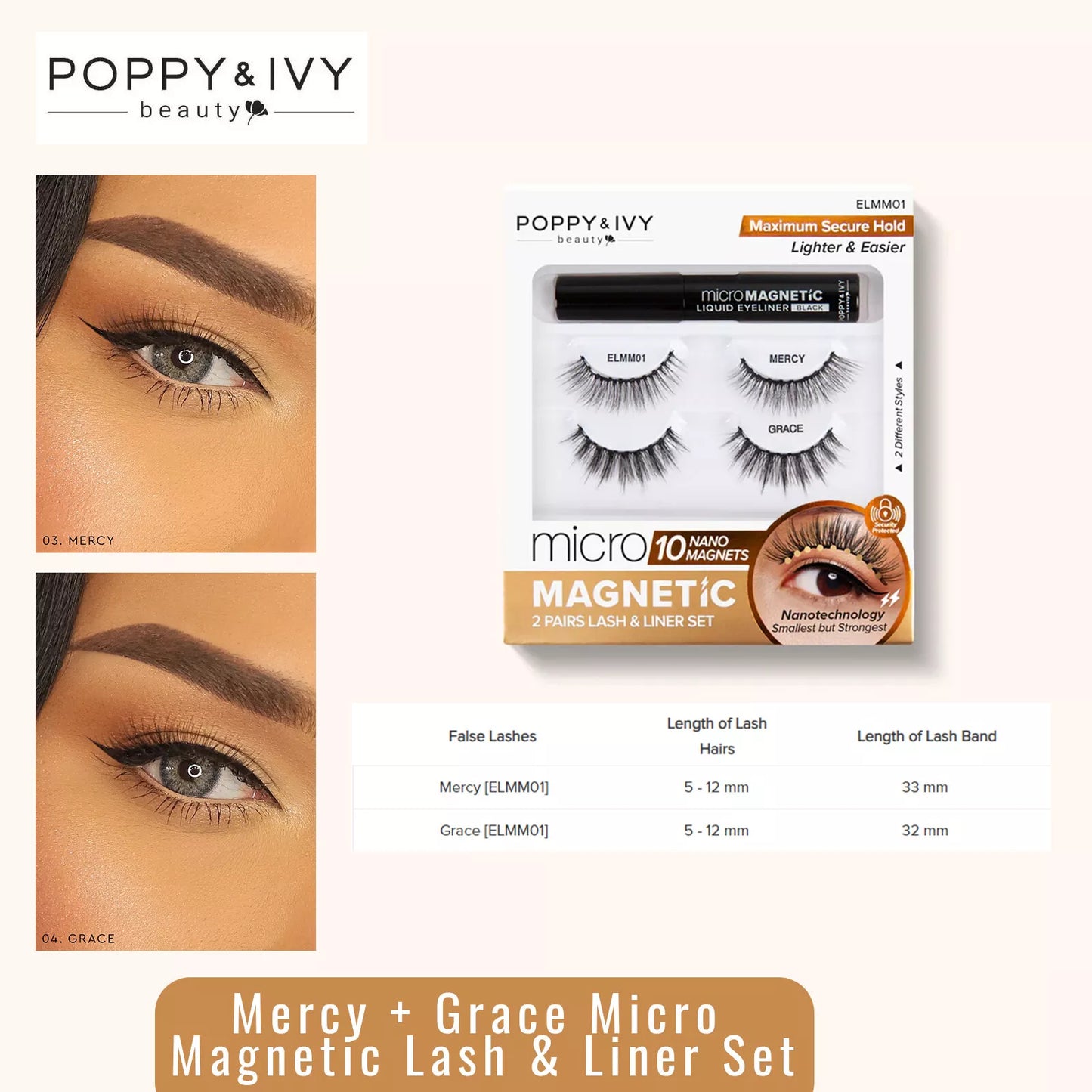 POPPY & IVY BEAUTY Mercy Micro Magnetic Lash & Liner Set Maximum Secure Hold