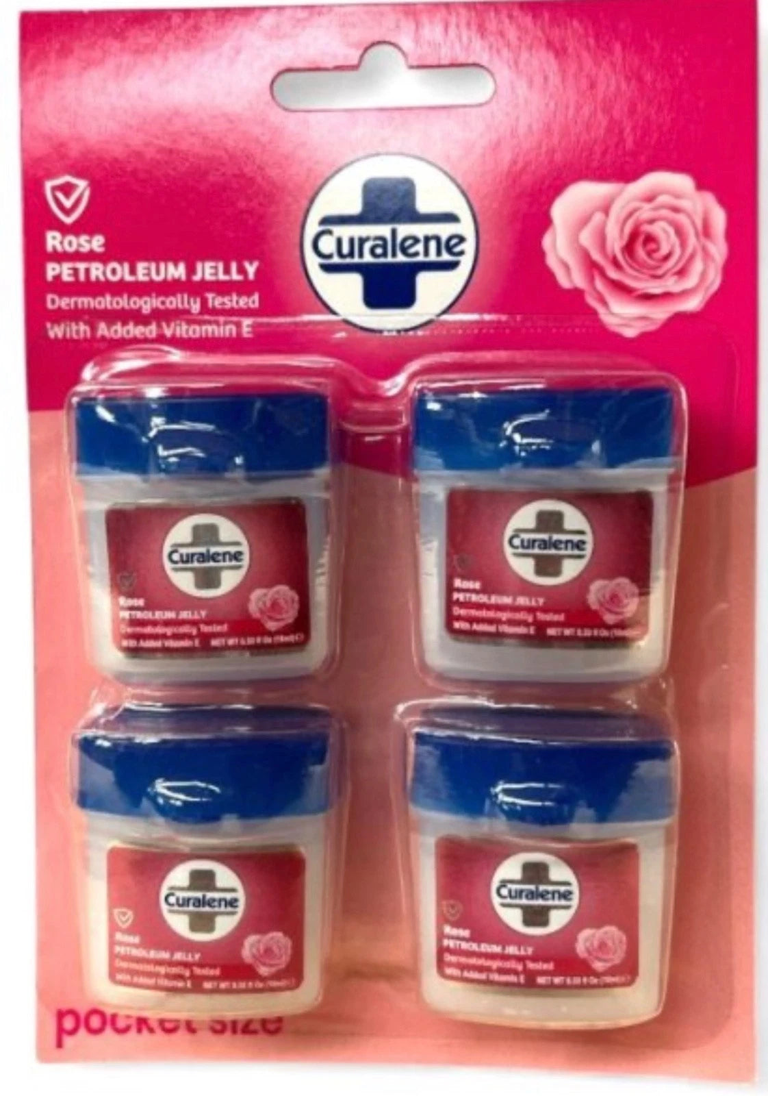Curalene Rose Petroleum Jelly 4x Pocket Size 10ml
