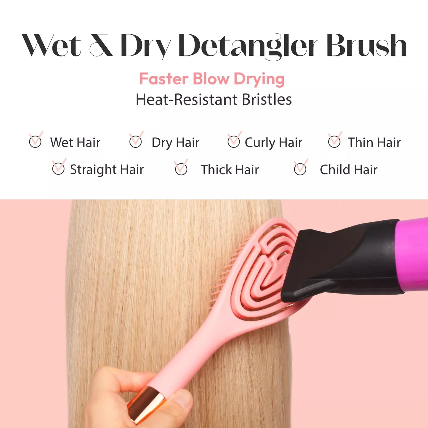 Amaze Dry Vent Brush, Advanced Detangling Hairbrush for All Hair Types, Quick