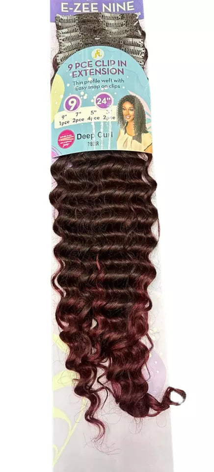 E-Zee Deep Curl 9 Pieces Clip In Hair Extension 24"