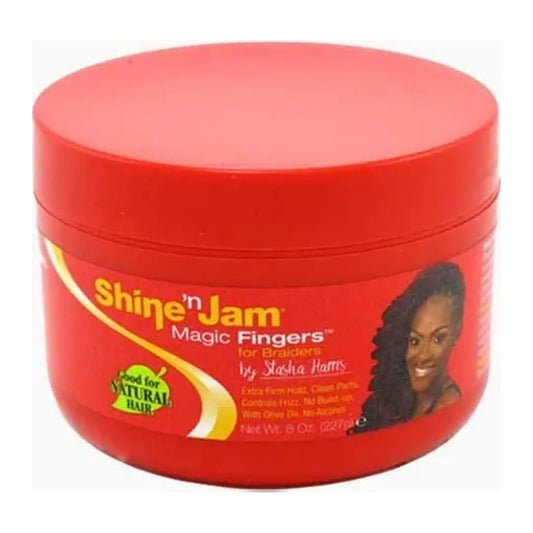 Shine N Jam Magic Fingers For Braiders Extra Firm Hold edge control gel 8oz tub