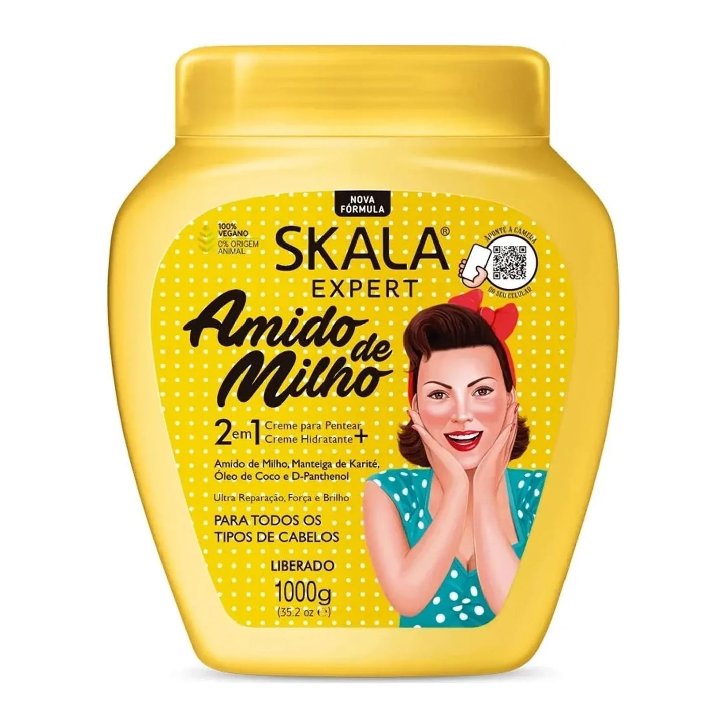 Skala Amido De Milho Hair Cream 1000ml tub with corn starch for curls and coils