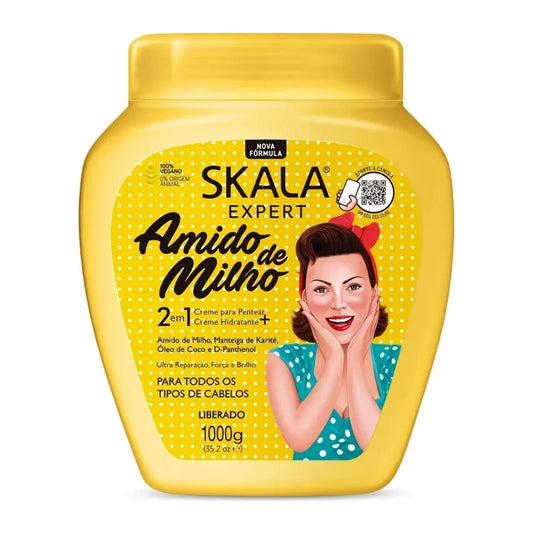 Skala Amido De Milho Hair Cream 1000ml tub with corn starch for curls and coils