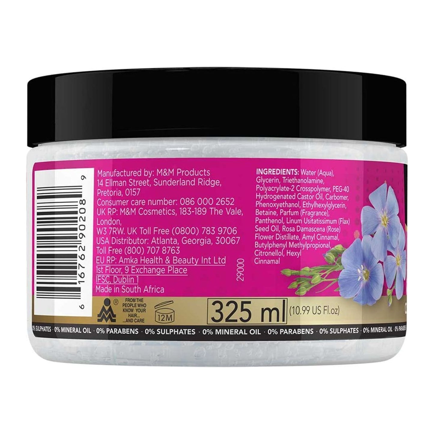 Sof N Free Flaxseed Oil & Rosewater Curl Elongating Gel 11oz jar for defined stretched curls