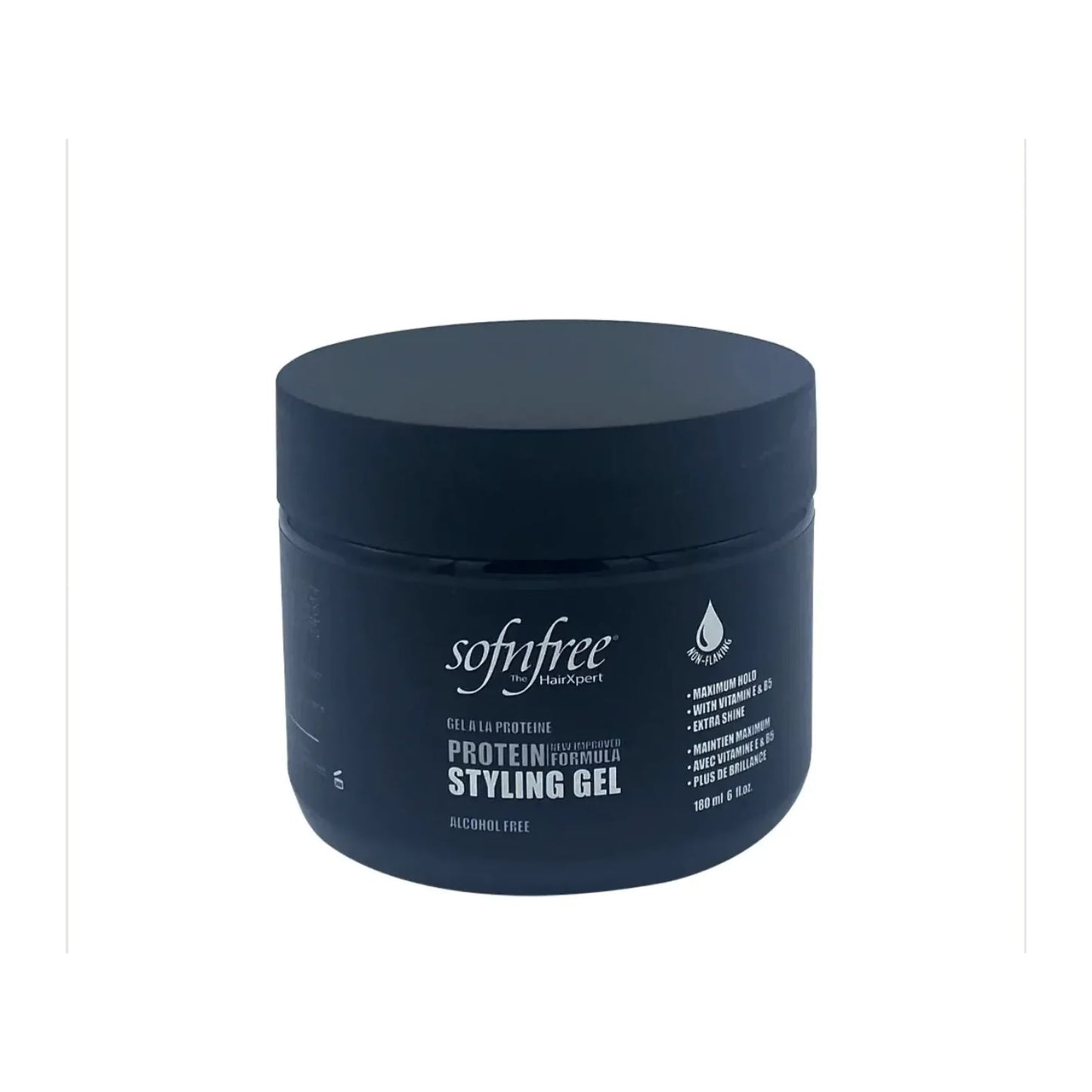 Sof N Free Protein Formula Styling Gel Black 500ml tub for flexible hold on afro and natural hair