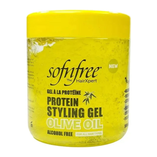 Sof N Free Protein Styling Gel Olive Oil 500ml tub for edges, braids and curls