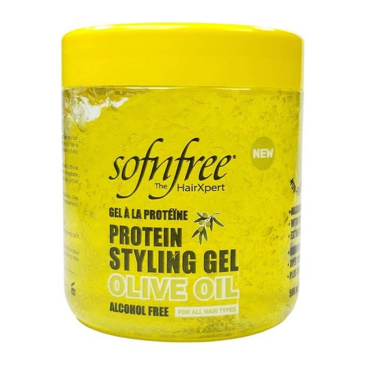 Sof N Free Protein Styling Gel Olive Oil 500ml tub for edges, braids and curls