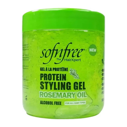 Sof N Free Protein Styling Gel with Rosemary Oil 500ml tub for flexible, non-flaking hold