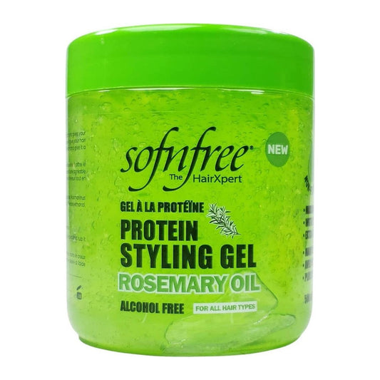 Sof N Free Protein Styling Gel with Rosemary Oil 500ml tub for flexible, non-flaking hold