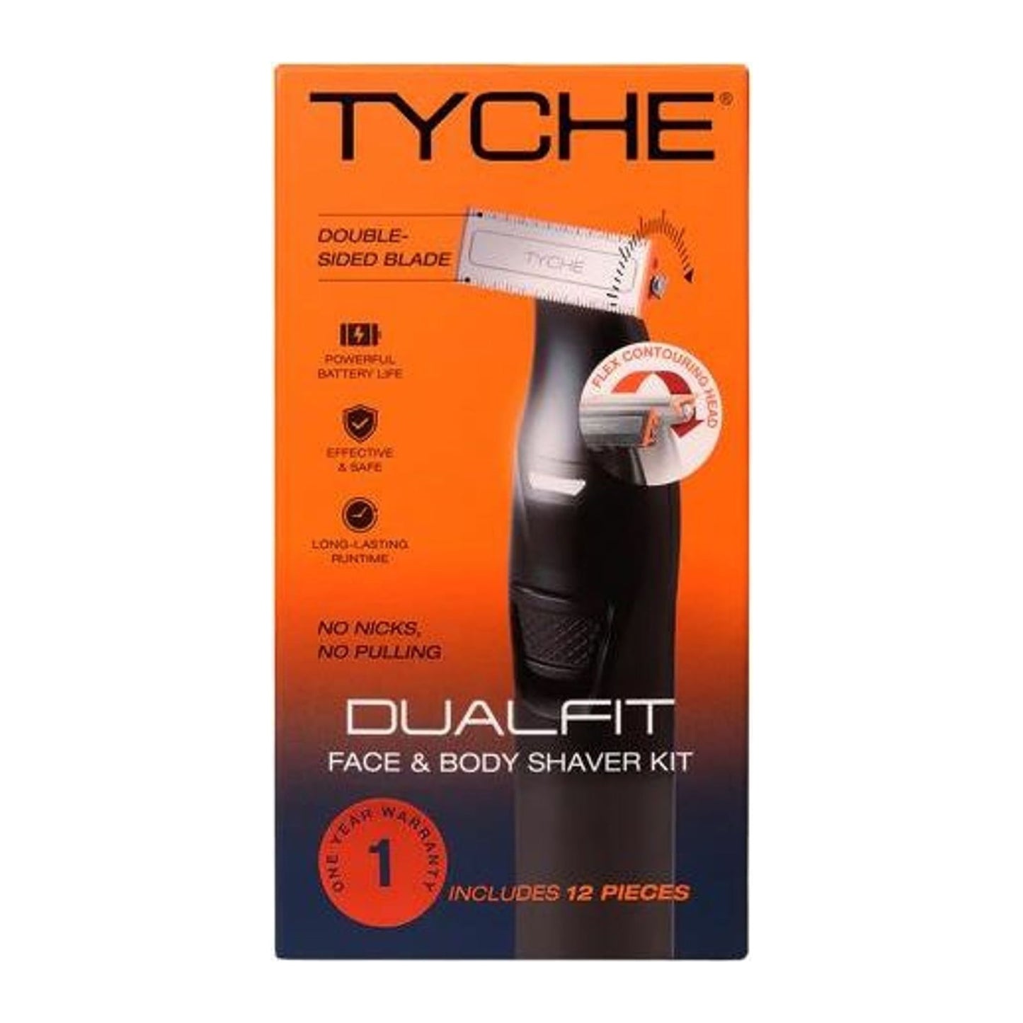 Tyche Dualfit Face & Body Shaver Kit with shaver, brush, oil, USB-C cable and case