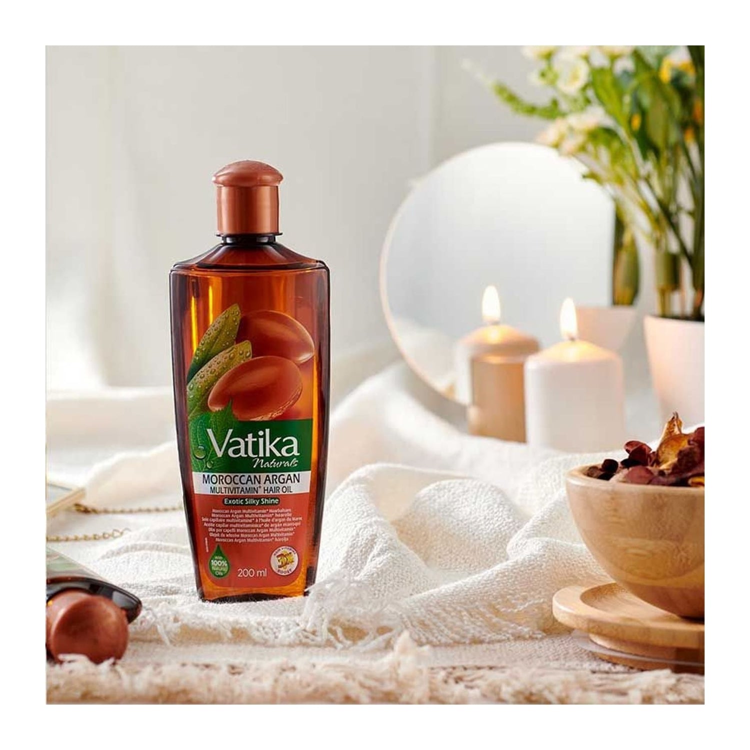 Vatika Naturals Argan Hair Oil 200ml bottle by Dabur Vatika for dry frizzy hair