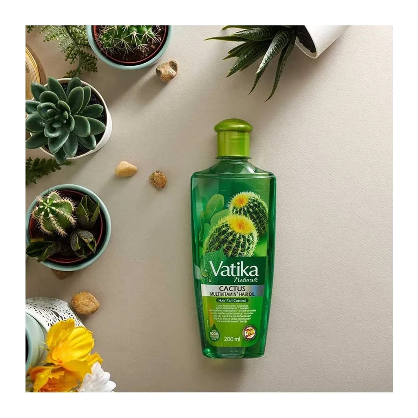 Dabur Vatika Naturals Cactus Hair Oil 200ml bottle with coconut, jojoba and vitamin E