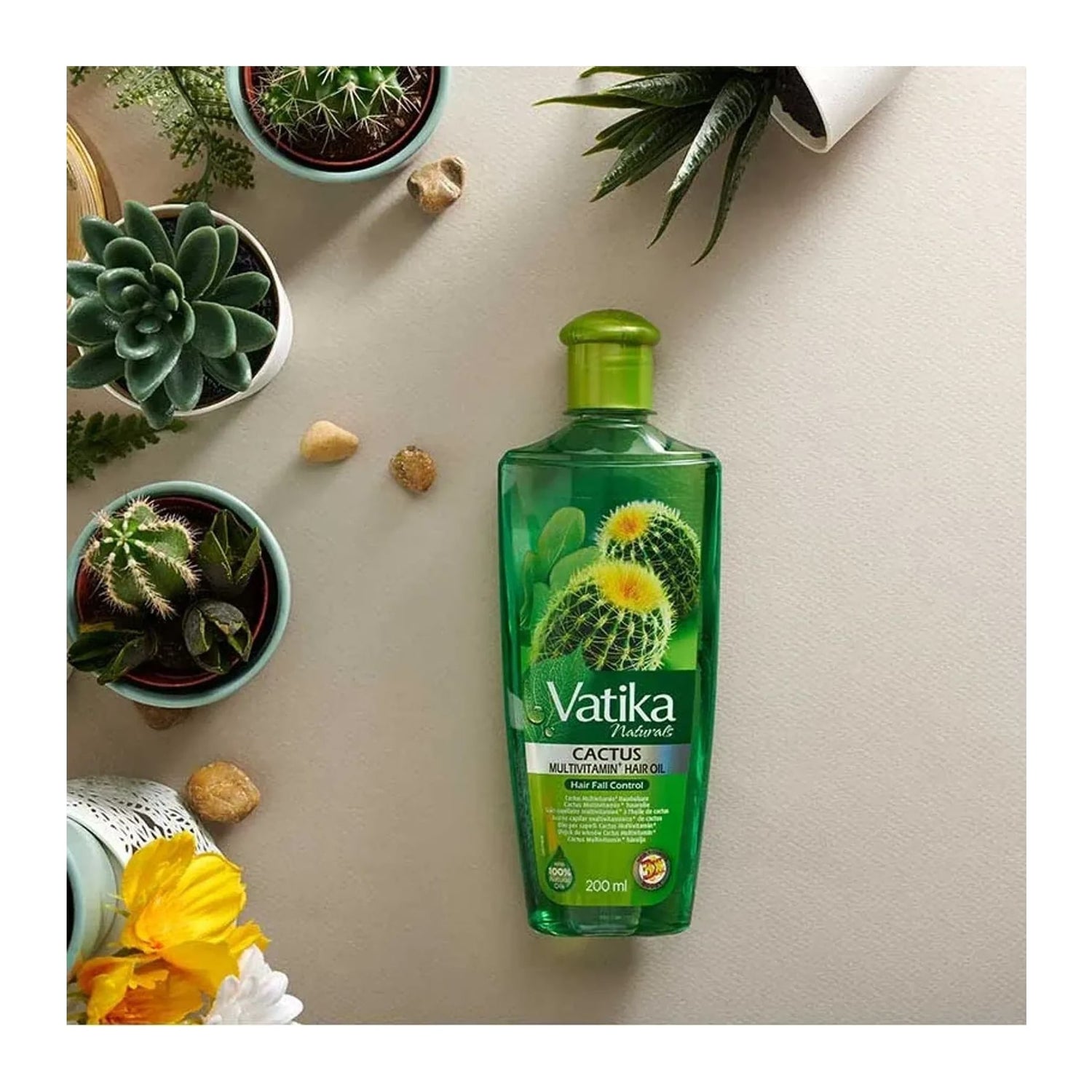 Dabur Vatika Naturals Cactus Hair Oil 200ml bottle with coconut, jojoba and vitamin E