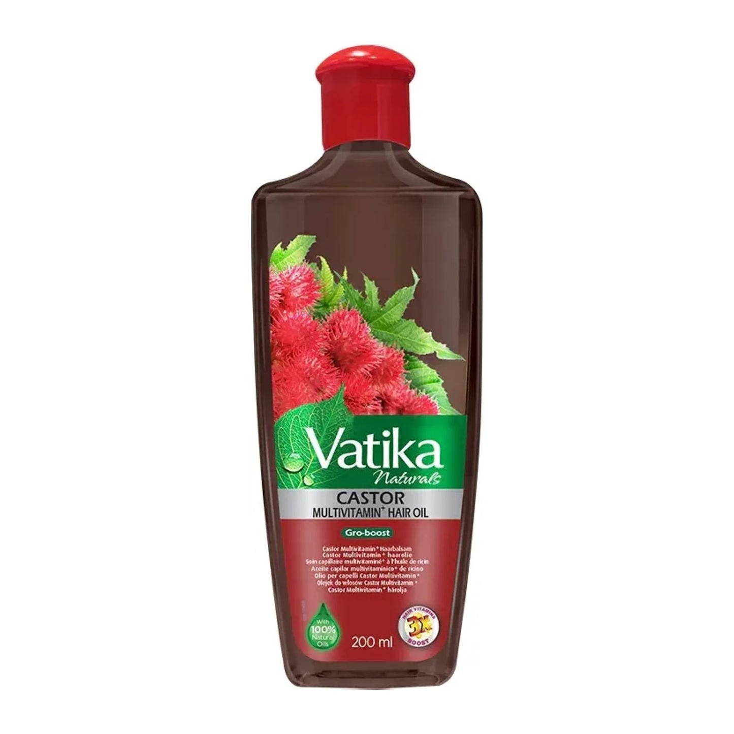 Dabur Vatika Naturals Castor Enriched Hair Oil 6.76oz bottle with rosemary and lemon oil