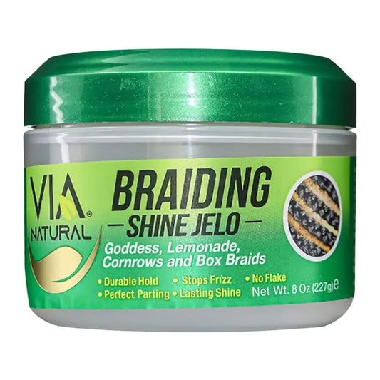 VIA Natural Braiding Shine Jelo Regular 8oz braiding hair gel jar